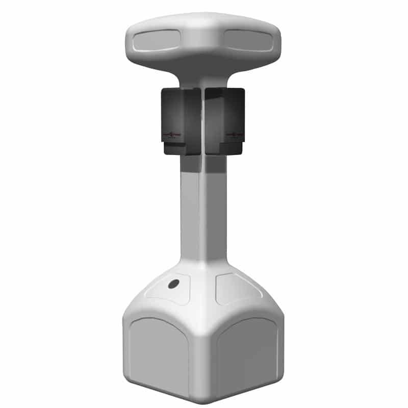 Stander med håndsprit H:150cm. B:50cm. L:50cm.