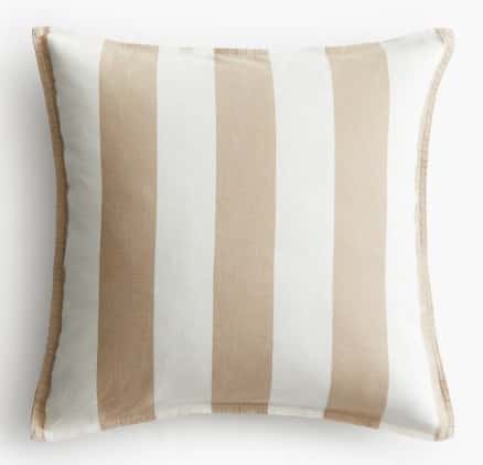 Pude, beige stribet hørblanding, 50x50 cm