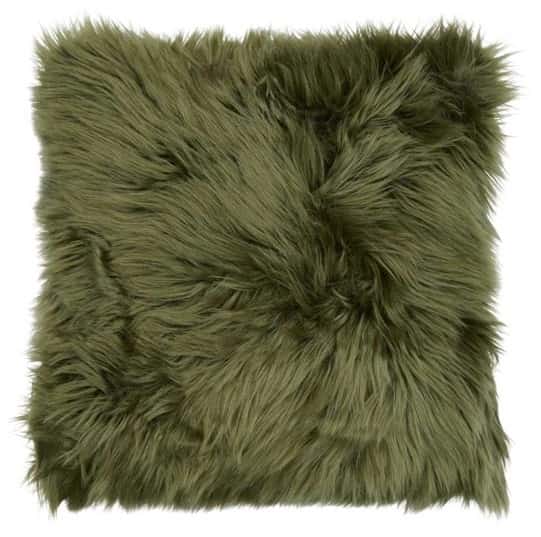 Pude, grøn faux fur,