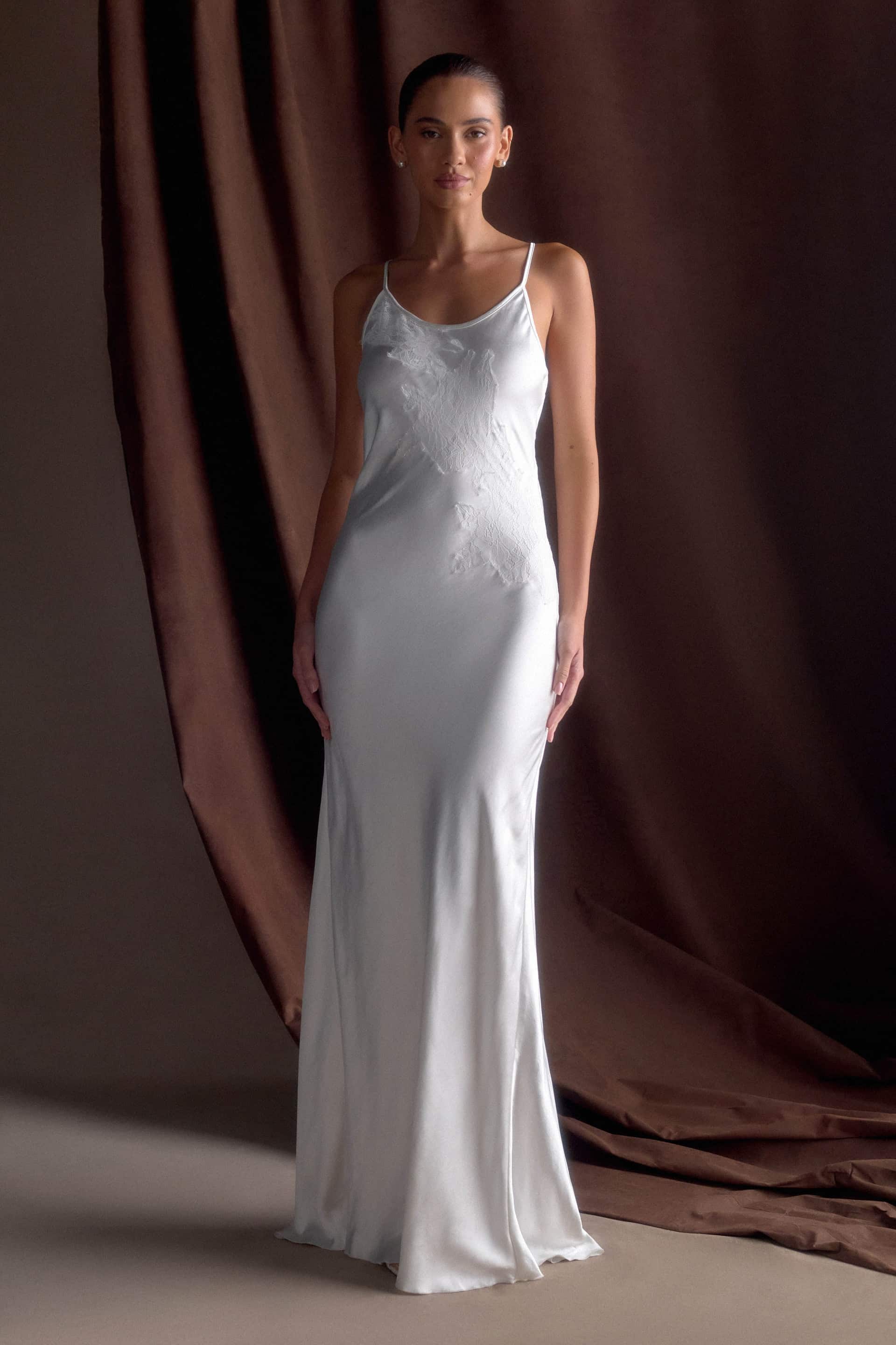 Meshki - Saylor Satin Slip Maxi Dress - Ivory