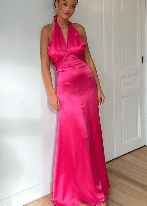 Reformation - Veria silk dress pink