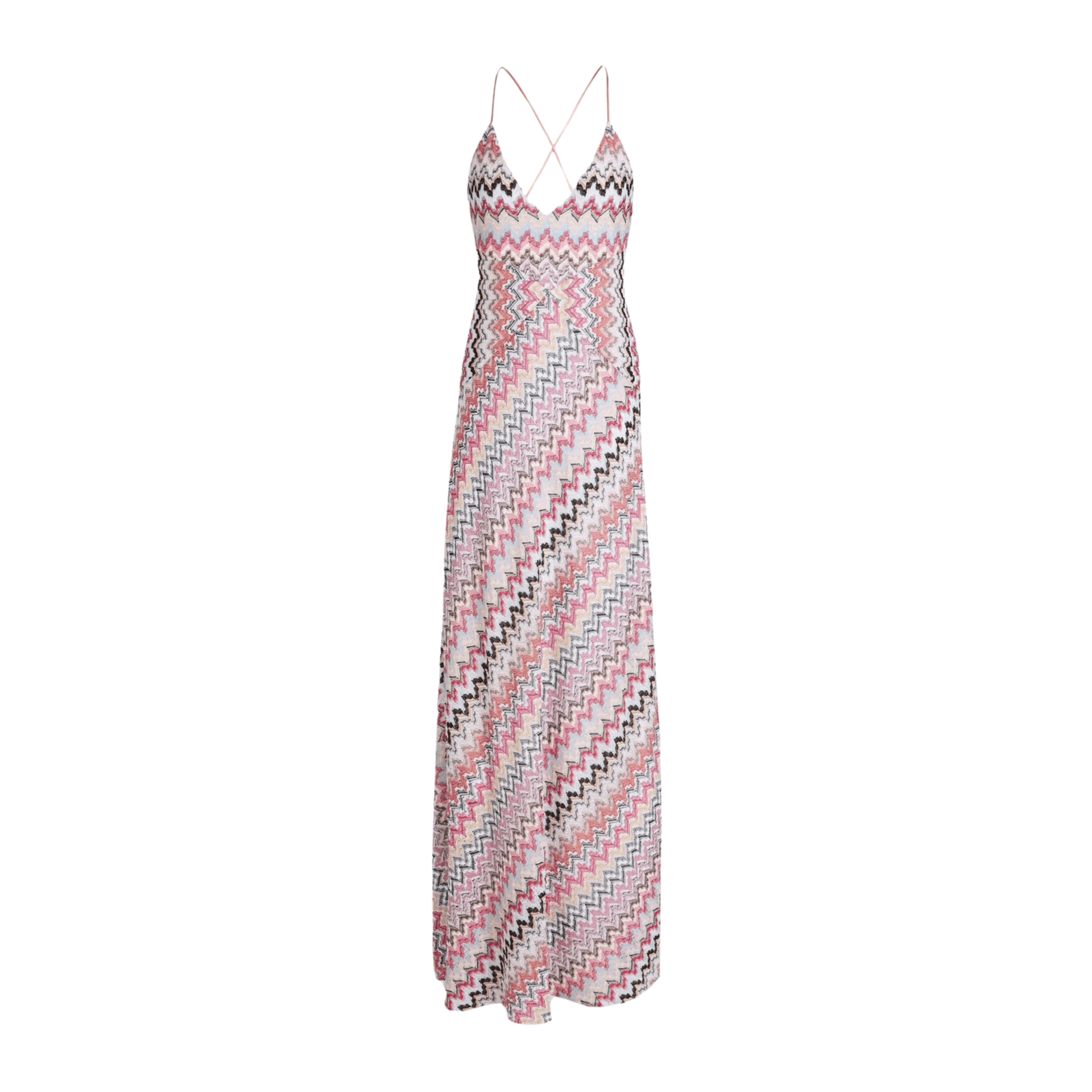 METALLIC CROCHET-KNIT MAXI DRESS