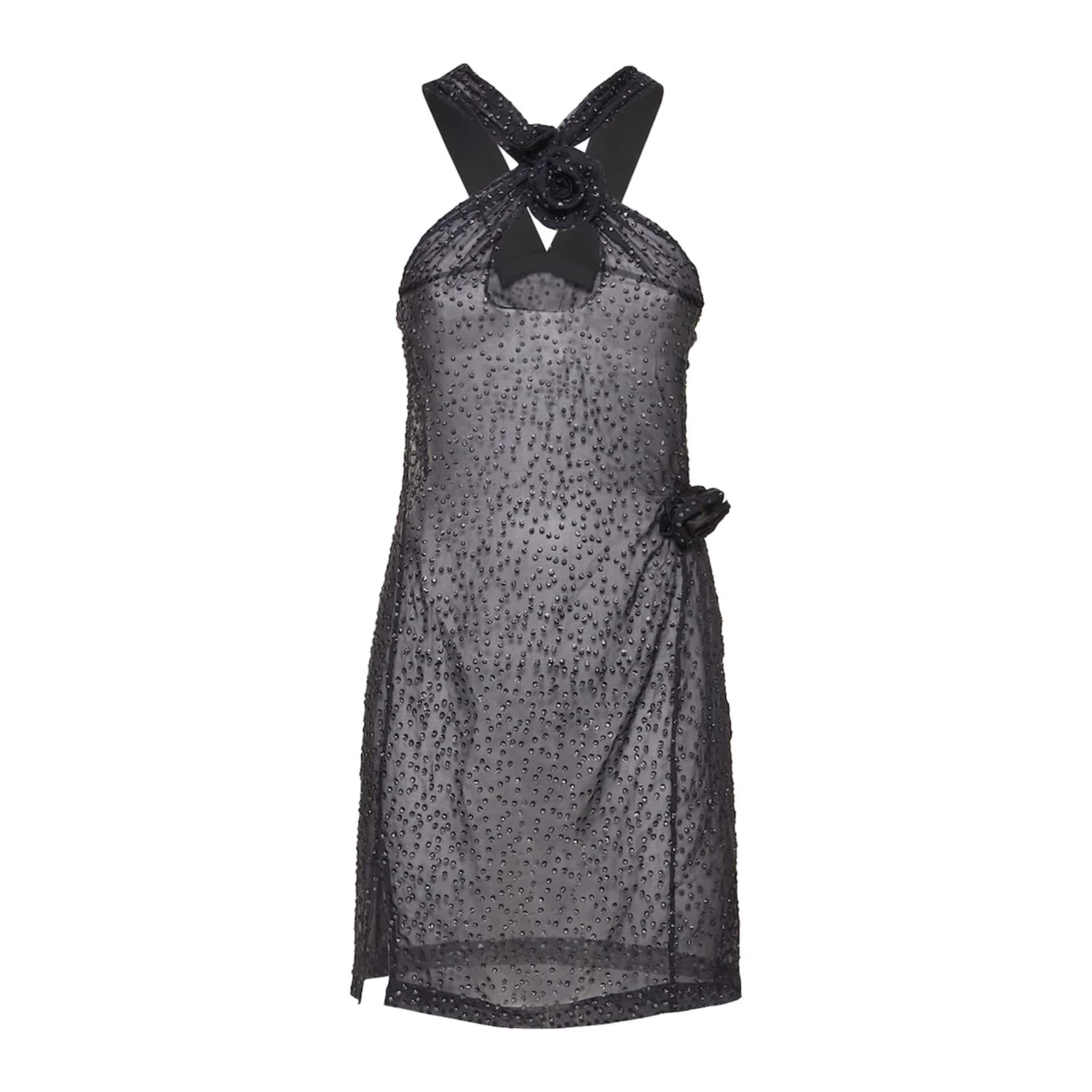 CRYSTAL EMBELLISHED CROSSOVER DRESS
