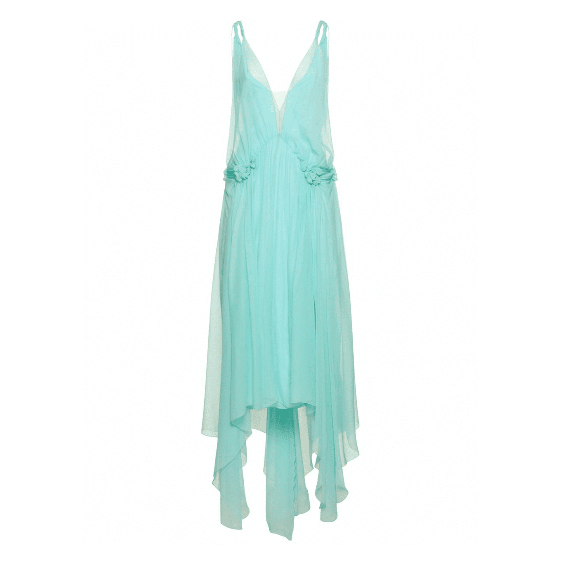 Draped Silk Chiffon Long Dress