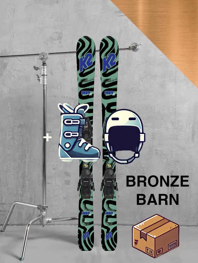Børne carving ski inkl. skistave, støvler og hjelm – Bronze-pakke
