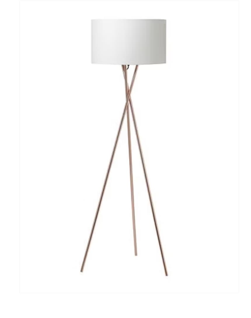 Gulvlampe, kobber m. hvid skærm