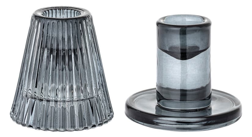 Lysestage, grå, glas