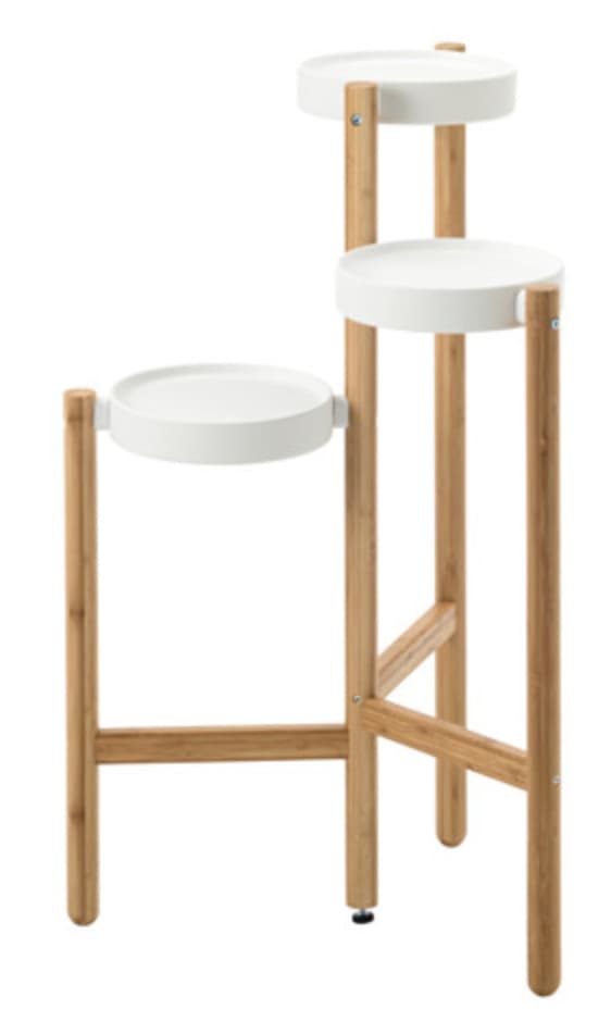 Piedestal, bambus, hvid