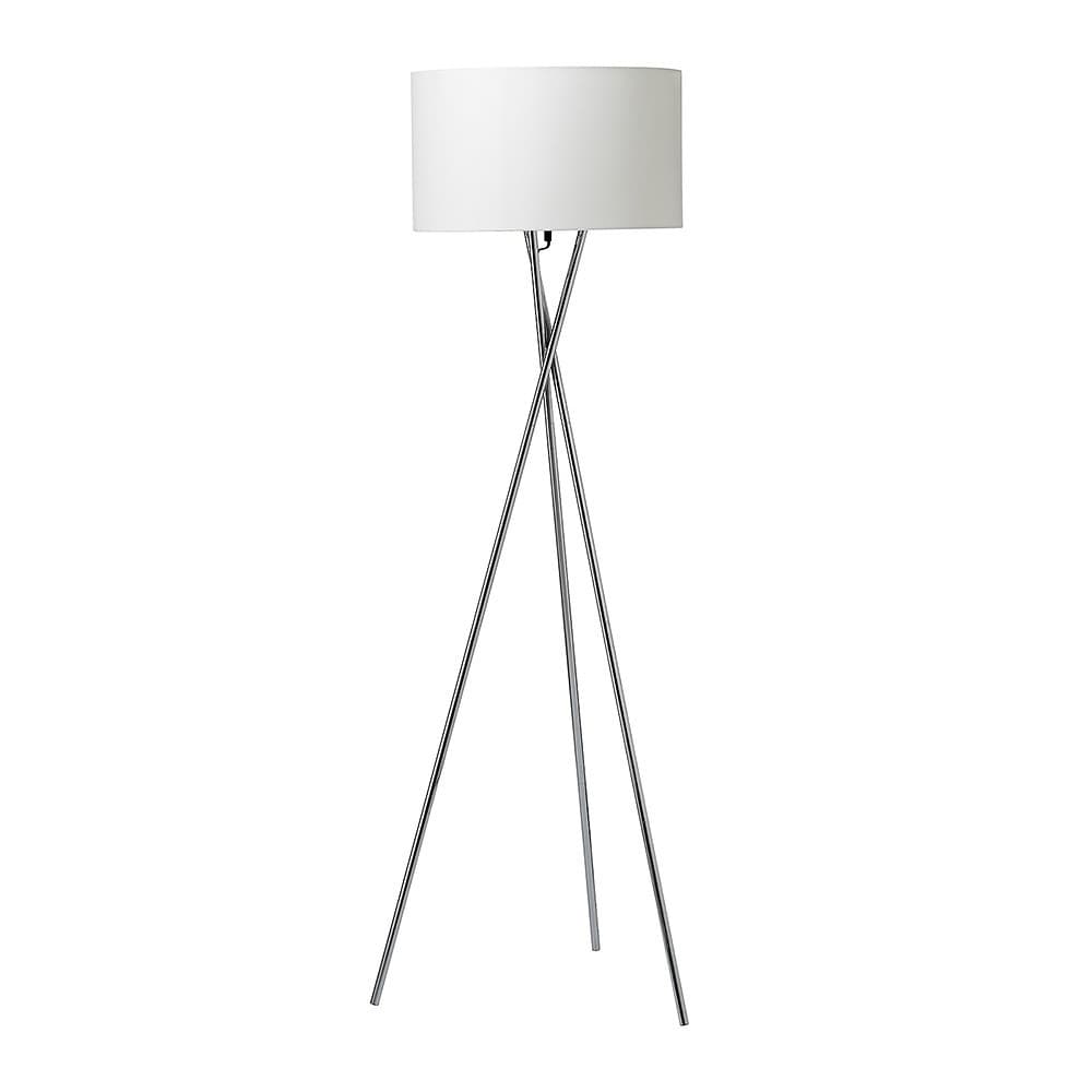 Gulvlampe, krom m. hvid skærm