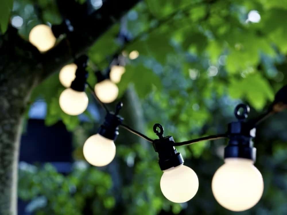 Lyskæde frosted pærer, sort ledning