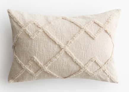 Pude Tuftet, lys beige, 40x60 cm