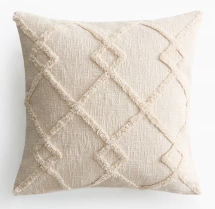 Pude, lys beige tuftet, 50x50 cm