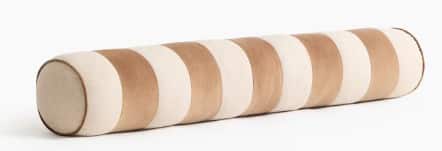 Pude rund, lys beige/ brunstribet