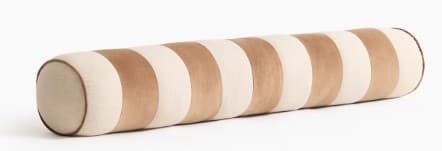 Pude rund, lys beige/ brunstribet