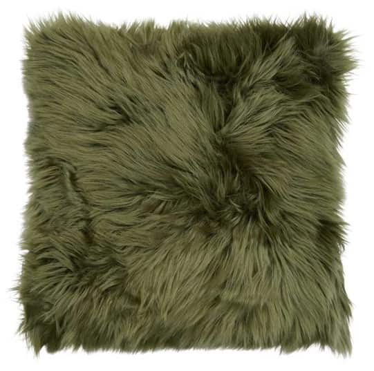 Pude, grøn faux fur,