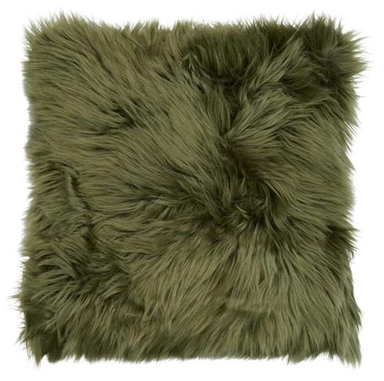 Pude, grøn faux fur,