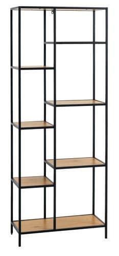 Reol Trappedal, 7 hylder, sort & eg/ Bookcase, 7 shelves, black & oak