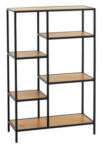 Reol Trappedal, 5 hylder, sort & eg/ Bookcase, 5 shelves, black & oak