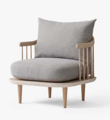 Fly loungestol, grå/beige, hvid olieret eg