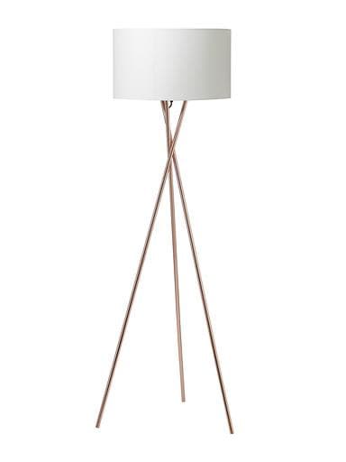 Gulvlampe, kobber m. hvid skærm