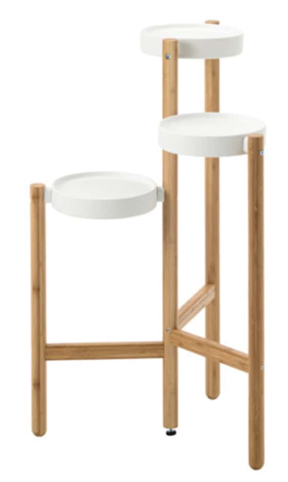 Piedestal, bambus, hvid