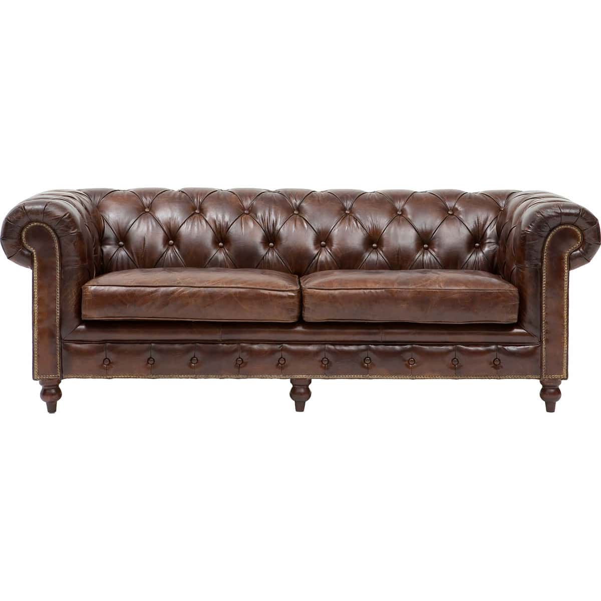 Chesterfield, brun antik læder