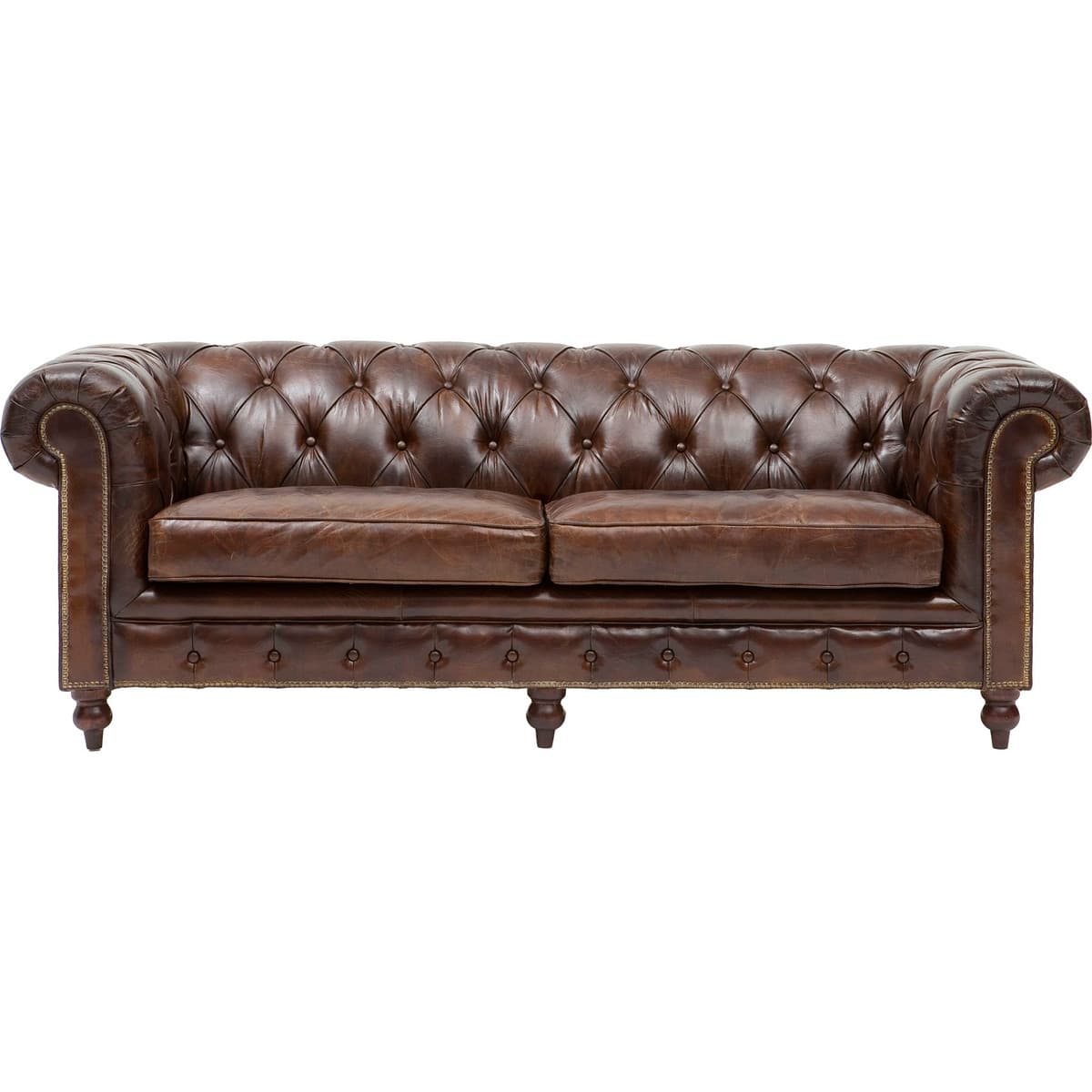 Chesterfield, brun antik læder