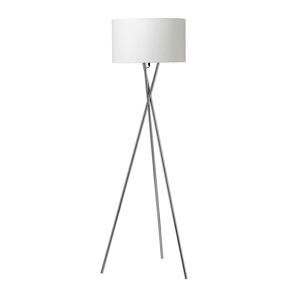 Gulvlampe, krom m. hvid skærm