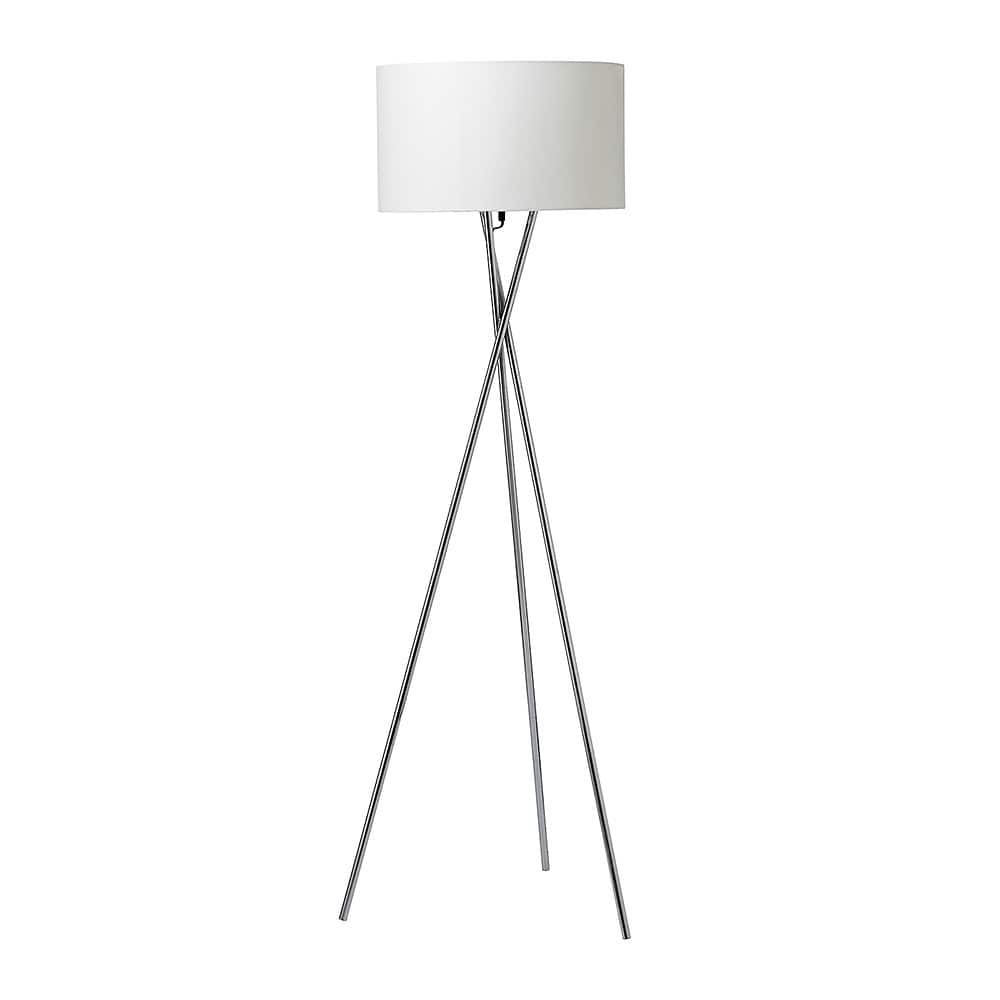 Gulvlampe, krom m. hvid skærm
