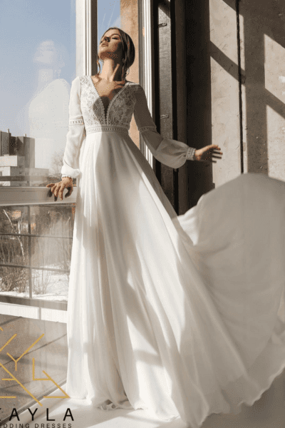 Kayla Dresses - Brudekjole med lange ærmer