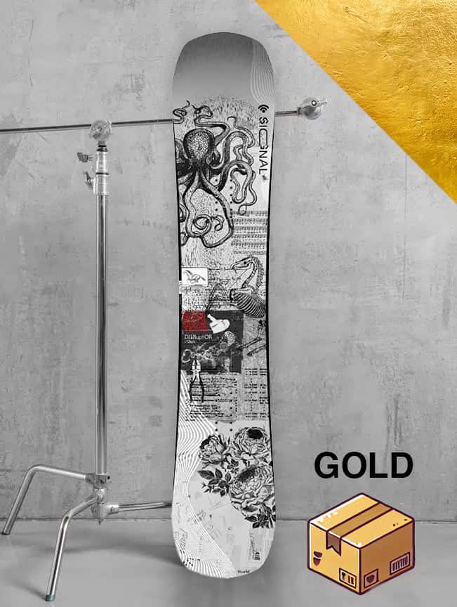 Dame park snowboard inkl. bindinger – Guld-pakke